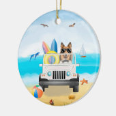 Ruw collie hond Rijden op strand Keramisch Ornament (Links)