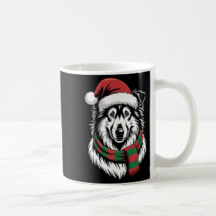 Ruw Collie Hond Xmas Kerstman Hoed Sjaal Kerst Kle Koffiemok