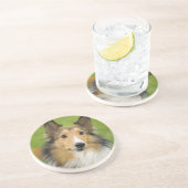Ruw Collie, hond Zandsteen Onderzetter (Zijkant)