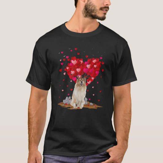 Ruw Collie Hondenliefhebber Heart Shape Rough Coll T-shirt (Voorkant)