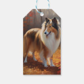 Ruw Collie in herfstbladeren val inspireert Cadeaulabel (Achterkant)