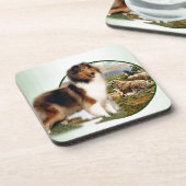 Ruw collie Keeper van de schapen Bier Onderzetter (Linkerzijde)