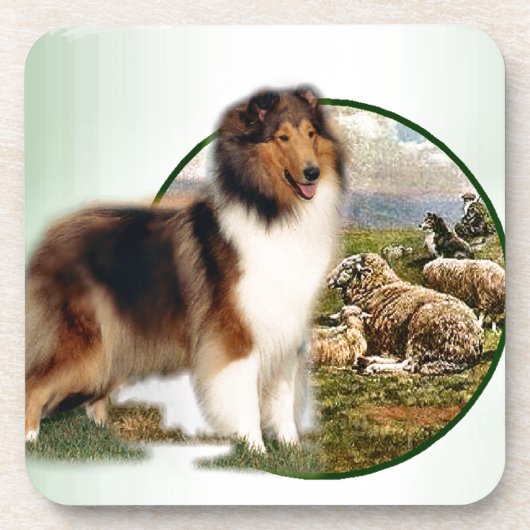 Ruw collie Keeper van de schapen Bier Onderzetter (Voorkant)