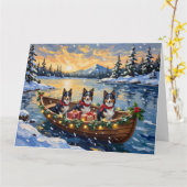 Ruw Collie Kerstboot Vakantie Kaart (Gele Bloem)
