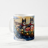 Ruw Collie Kerstboot Vakantie Koffiemok (Voorkant links)