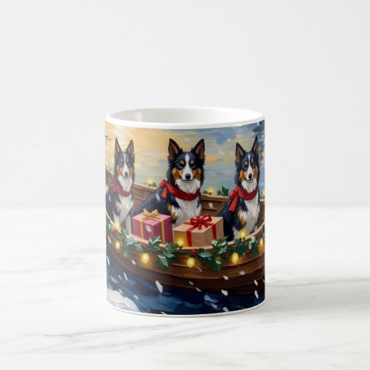 Ruw Collie Kerstboot Vakantie Koffiemok (Center)