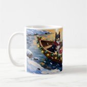 Ruw Collie Kerstboot Vakantie Koffiemok (Links)