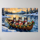 Ruw Collie Kerstboot Vakantie Poster (Voorkant)
