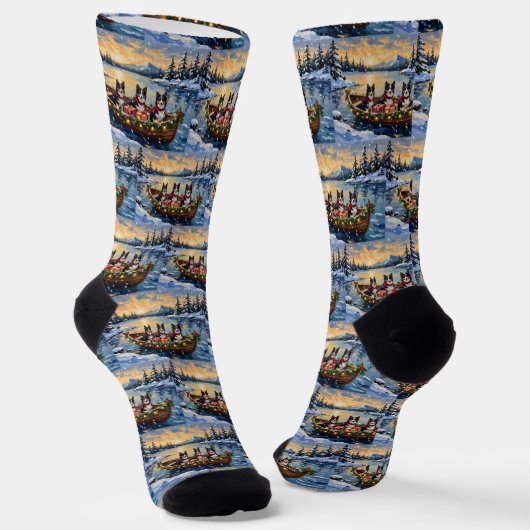 Ruw Collie Kerstboot Vakantie Sokken (Gebogen)