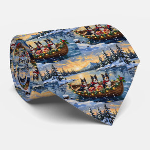 Ruw Collie Kerstboot Vakantie Stropdas