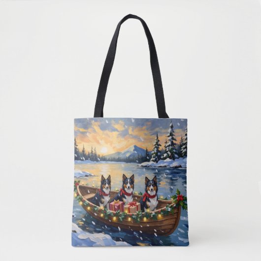 Ruw Collie Kerstboot Vakantie Tote Bag (Voorkant)