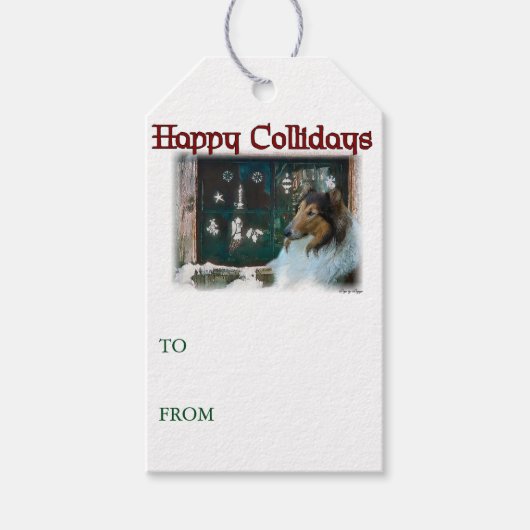 Ruw Collie kerstcadeautjes Cadeaulabel (Voorkant)