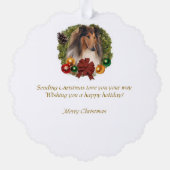 Ruw Collie kerstcadeautjes Ornament Kaart (Achterkant)
