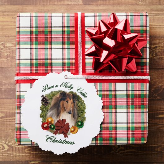 Ruw Collie kerstcadeautjes Ornament Kaart (Insitu (Geschenk))