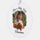 Ruw Collie kerstcadeautjes Ornament Kaart (Links)