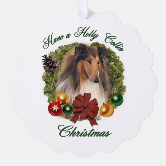 Ruw Collie kerstcadeautjes Ornament Kaart (Voorkant)