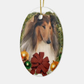 Ruw Collie kerstcadeautjes Ornamenten (Links)
