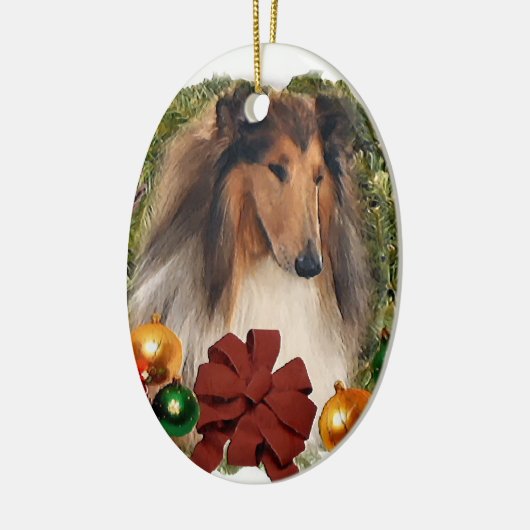 Ruw Collie kerstcadeautjes Ornamenten (Links)