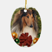 Ruw Collie kerstcadeautjes Ornamenten (Voorkant)