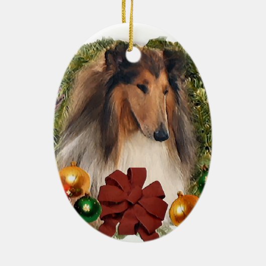 Ruw Collie kerstcadeautjes Ornamenten (Achterkant)