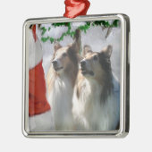 Ruw Collie kerstcadeautjes Ornamenten (Links)