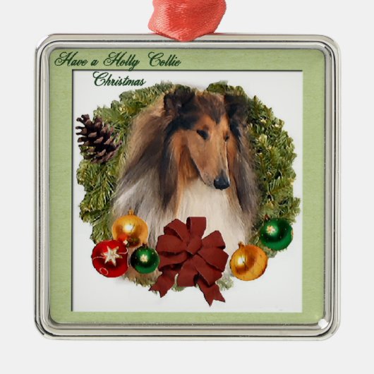 Ruw Collie kerstcadeautjes Ornamenten (Voorkant)