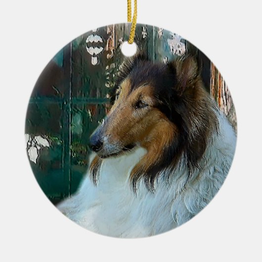 Ruw Collie kerstcadeautjes Ornamenten (Voorkant)