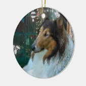 Ruw Collie kerstcadeautjes Ornamenten (Links)
