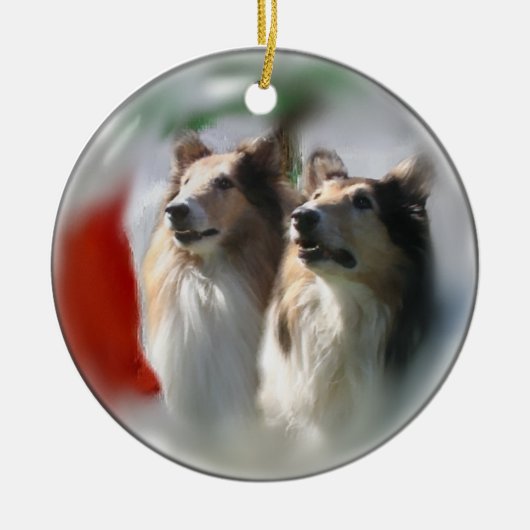 Ruw Collie kerstcadeautjes Ornamenten (Voorkant)