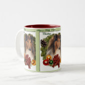 Ruw Collie kerstcadeautjes Tweekleurige Koffiemok (Voorkant links)