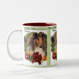 Ruw Collie kerstcadeautjes Tweekleurige Koffiemok
