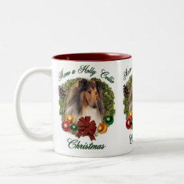 Ruw Collie kerstcadeautjes Tweekleurige Koffiemok