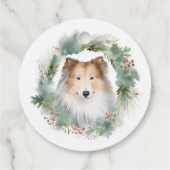 Ruw Collie Kerstkrans Feestelijke Pup Bedankjes Labels (Achterkant)