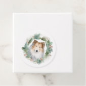 Ruw Collie Kerstkrans Feestelijke Pup Bedankjes Labels (In situ)