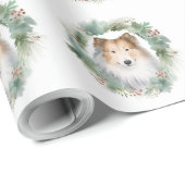 Ruw Collie Kerstkrans Feestelijke Pup Cadeaupapier (Rol Hoek)