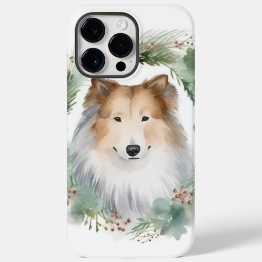 Ruw Collie Kerstkrans Feestelijke Pup Case-Mate iPhone Case (Achterkant)
