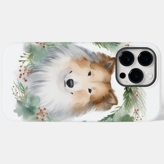 Ruw Collie Kerstkrans Feestelijke Pup Case-Mate iPhone Case (Achterkant (horizontaal))