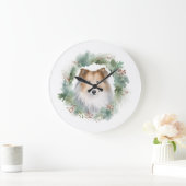 Ruw Collie Kerstkrans Feestelijke Pup Grote Klok (Huis)