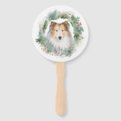 Ruw Collie Kerstkrans Feestelijke Pup Handwaaier (Achterkant)