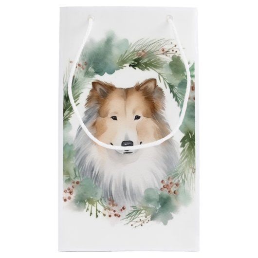 Ruw Collie Kerstkrans Feestelijke Pup Klein Cadeauzakje (Achterkant)
