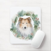 Ruw Collie Kerstkrans Feestelijke Pup Muismat (Met muis)