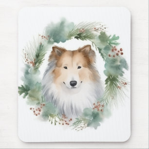 Ruw Collie Kerstkrans Feestelijke Pup Muismat