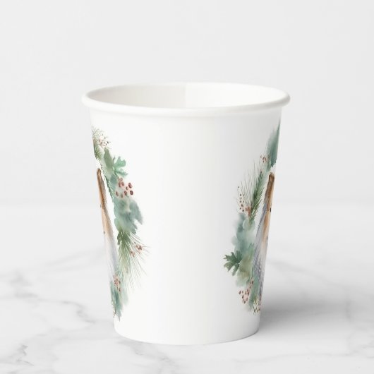 Ruw Collie Kerstkrans Feestelijke Pup Papieren Bekers (Links)