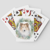 Ruw Collie Kerstkrans Feestelijke Pup Pokerkaarten (Achterkant)