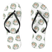 Ruw Collie Kerstkrans Feestelijke Pup Teenslippers (Voetbed)