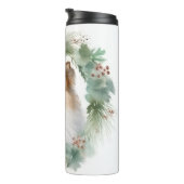 Ruw Collie Kerstkrans Feestelijke Pup Thermosbeker (Geroteerd rechts)