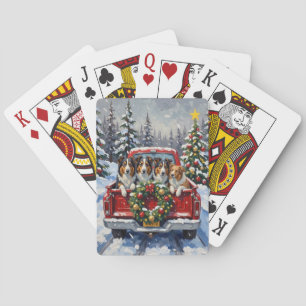 Ruw Collie Kerstmis Rode Truck Vakantie Pokerkaarten