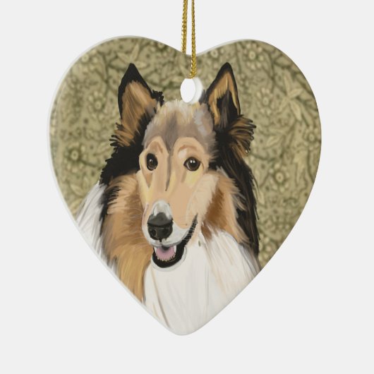 Ruw collie, lang gespierd collie portret keramisch ornament (Rechts)