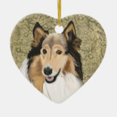 Ruw collie, lang gespierd collie portret keramisch ornament (Voorkant)