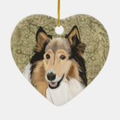 Ruw collie, lang gespierd collie portret keramisch ornament (Achterkant)